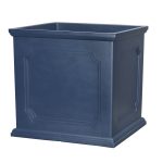 allen + roth 14-inch square self-watering planter in blue resin for indoor or outdoor use