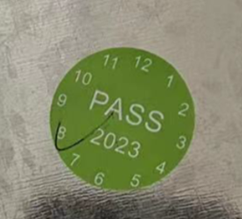 Label on the back of an allen + roth lighted mirror showing the model number and date code used to check the 2024 recall