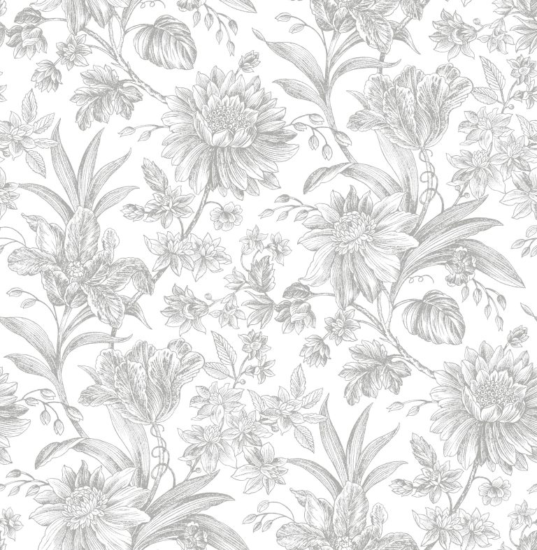 allen + roth Ellis Silver vinyl floral peel-and-stick wallpaper, 30.75 sq ft