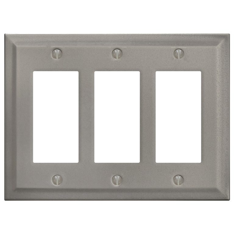 allen + roth 3-gang brushed nickel decorator wall plate with beveled edges, model MWP2907-024L