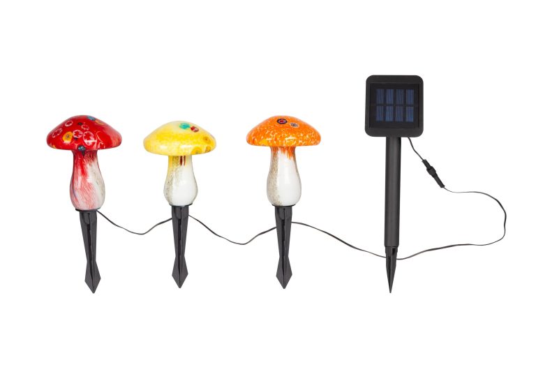 allen + roth 3-pack of glass mushroom solar path lights