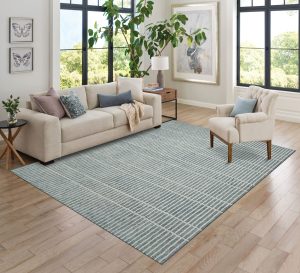 allen + roth Serene Sails hand-tufted wool area rug in blue and ivory, 8x10