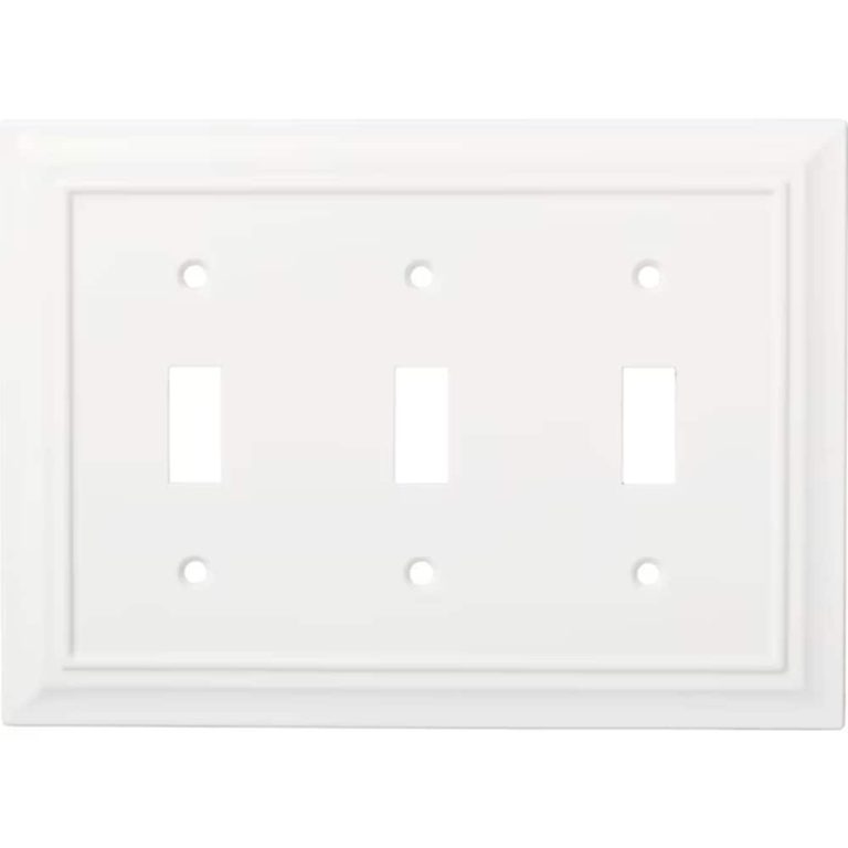 allen + roth Architectural 3-gang pure white natural fiber toggle wall plate, midsize